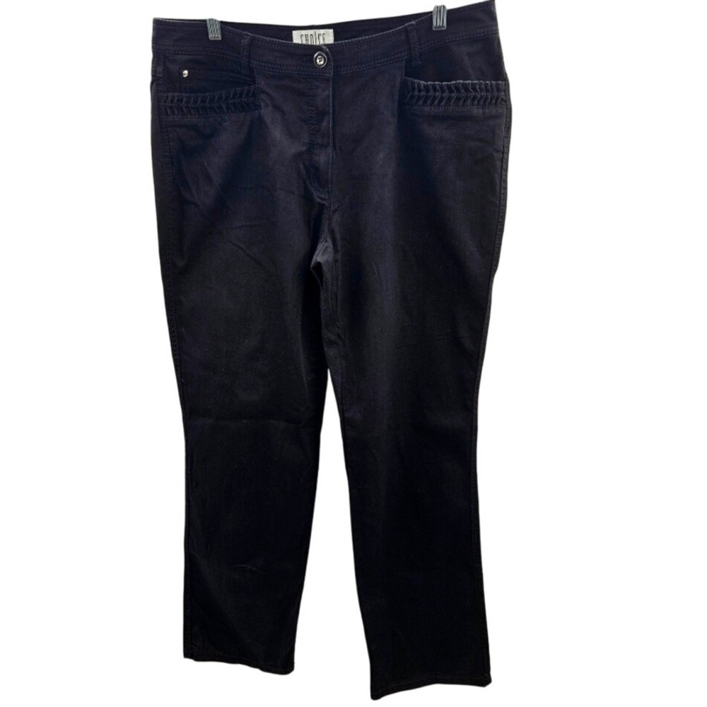 Choice Apparel Black Embellished Pockets Straight Leg Pants Women's
